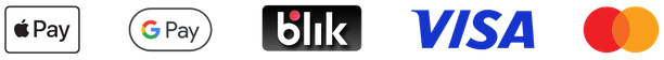 Apple Pay, Google Pay, BLIK, Visa, Mastercard